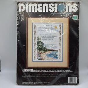 Vintage Unopened Dimensions Stamped Cross Stitch Kit FOOTPRINTS